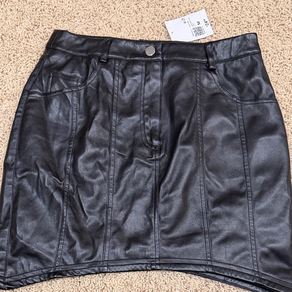 Forever 21 Black Faux Leather Midi Skirt
